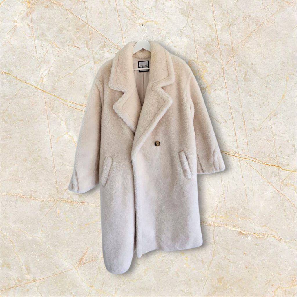 Long Cream Teddy Coat Size 8-10 Monaveen